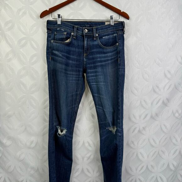 Rag & Bone Dre Capri Relaxed Raw Hem Knee Tear Jean in Dia Wash size 25 - Picture 5 of 12